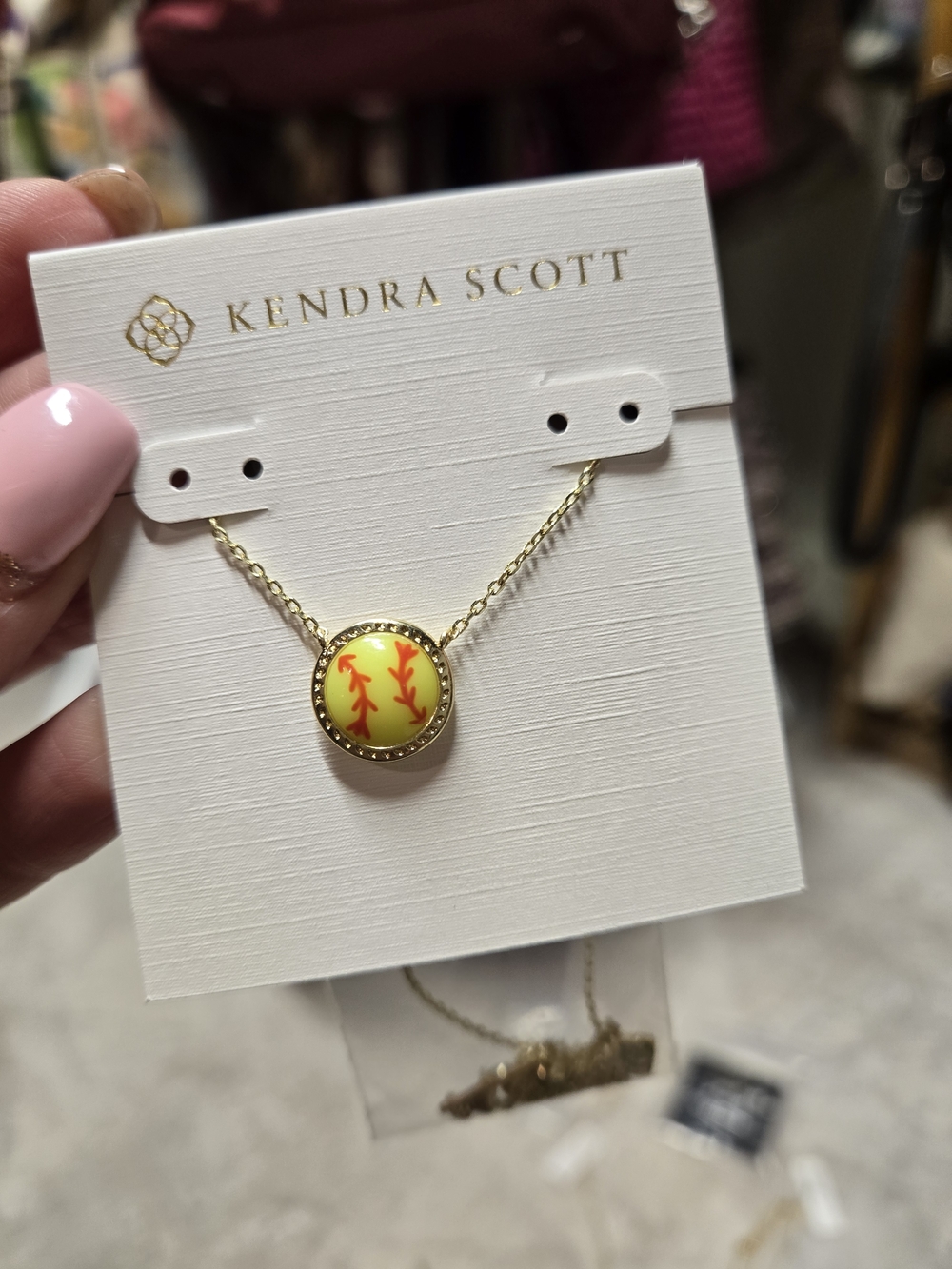 Kendra Scott Gold Chain Necklace Softball Charm